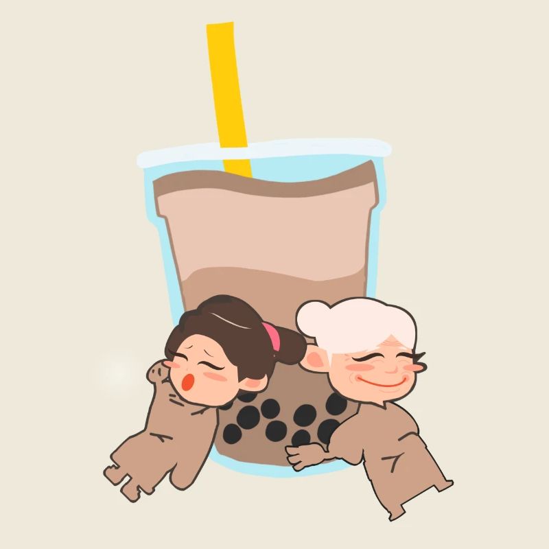 Zwei Mädchen mit Bubble Tea süss