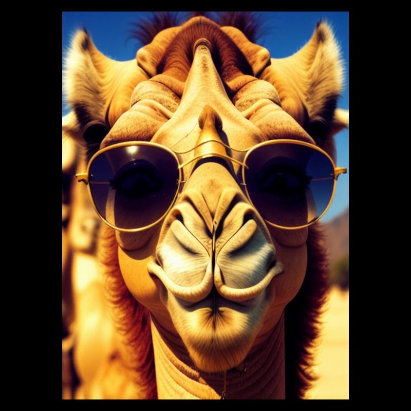 Coole Kamelurlaub Selfie Wüste Sonnenbrille Comic