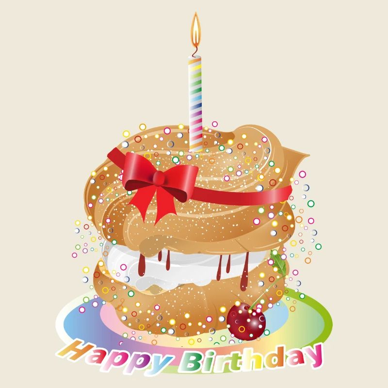Zum Geburtstag ein gefüllter Windbeutel mit Kerze