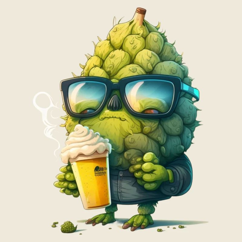 Coole Hopfen Figur mit Bier