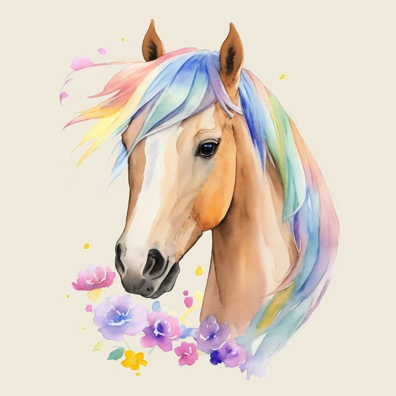 Pferd mit Regenbogenmähne