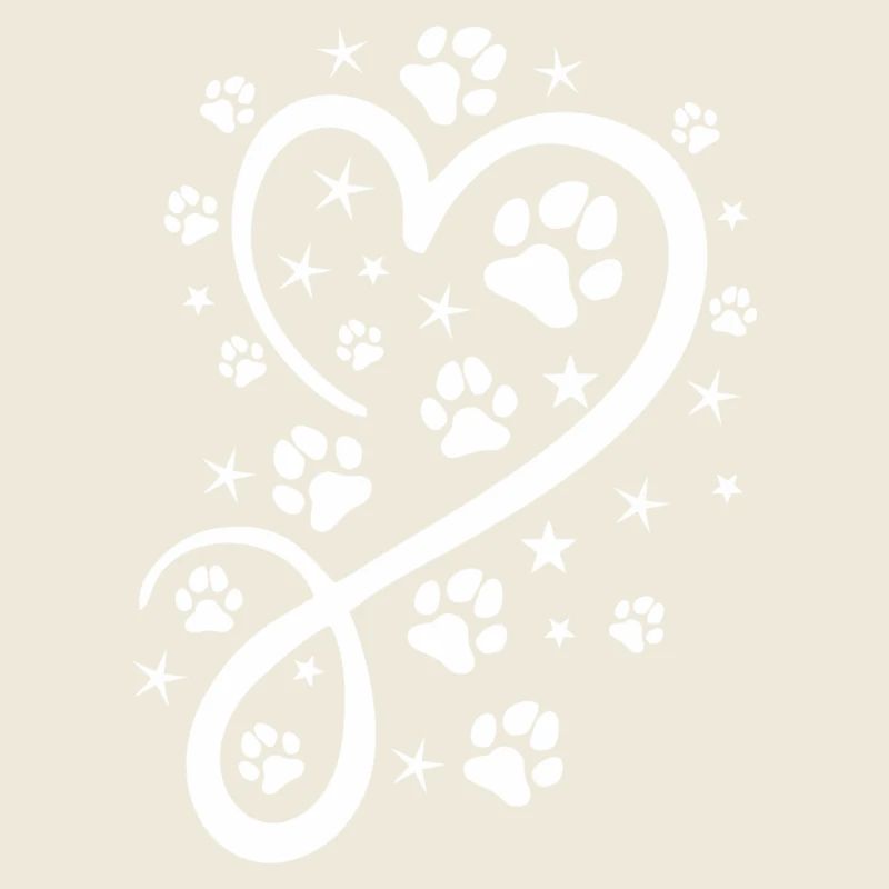 Herz mit Pfötchen und Sternen