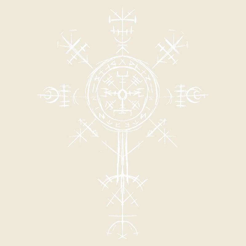 Weißer Wikinger Kompass Valhalla Vegvisir