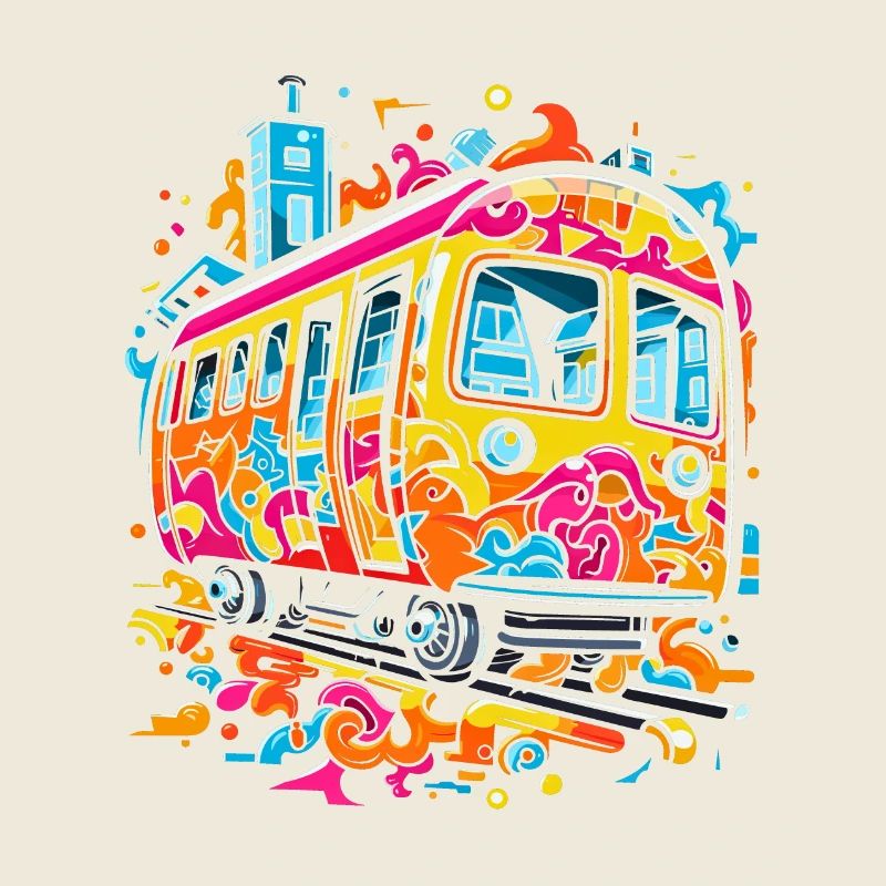 Pop Art Doodle Trai - Lebendige Karikatur