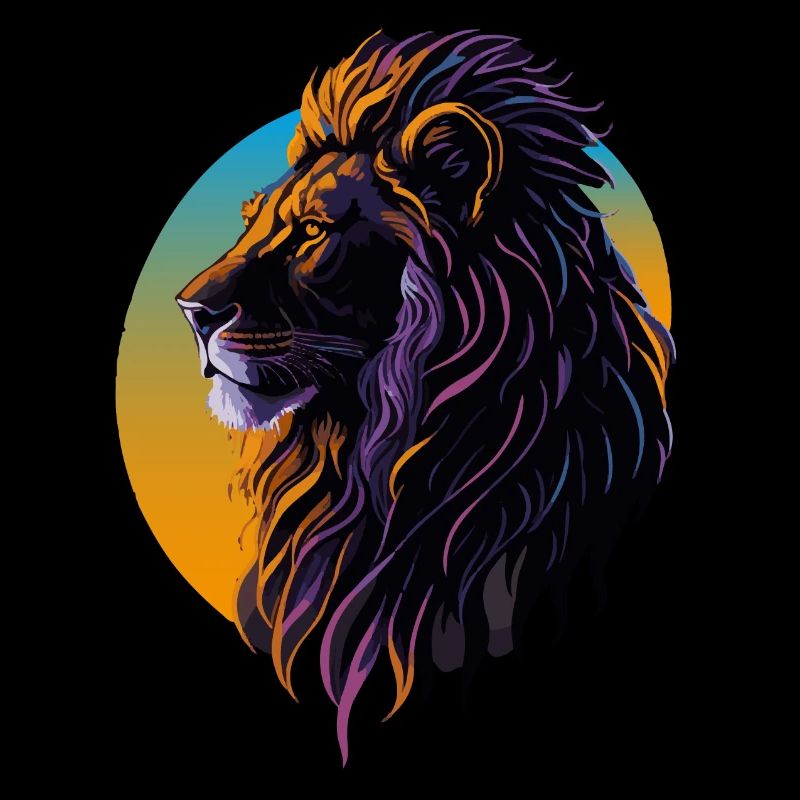 Majestic lion at sunset