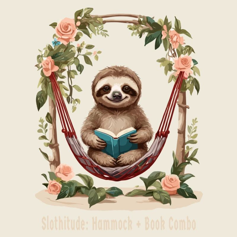 Cute sloth with book