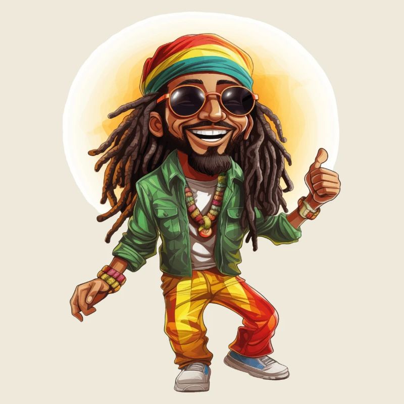 Tom le personnage de dessin animé de style reggae rastafari.