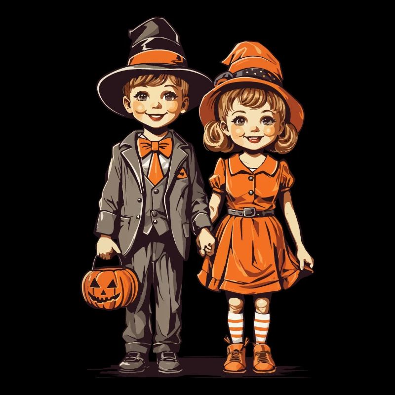 Retro Halloween Trick or Treat Kids Design