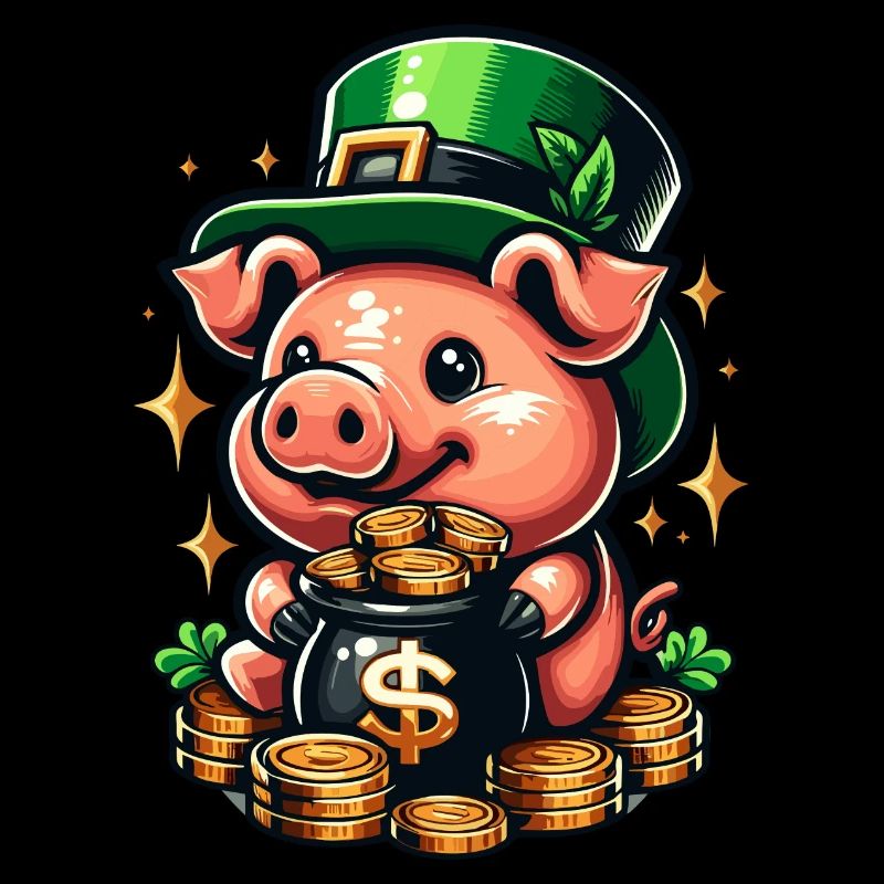 COCHON CHANCEUX JACKPOT ARGENT RICHE PROSPÉRITÉ VERT