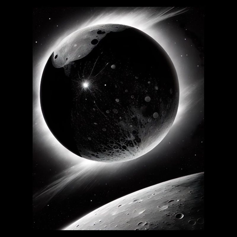 Planète noire et Lune Système solaire Galaxie Étoile