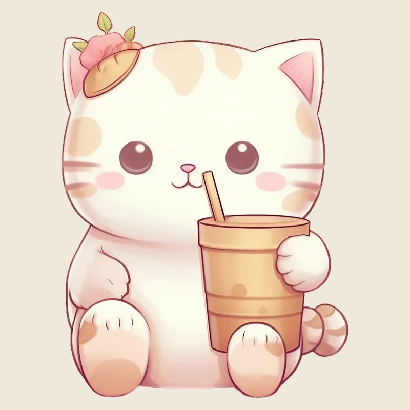 Cat in Bubble Tea Magic