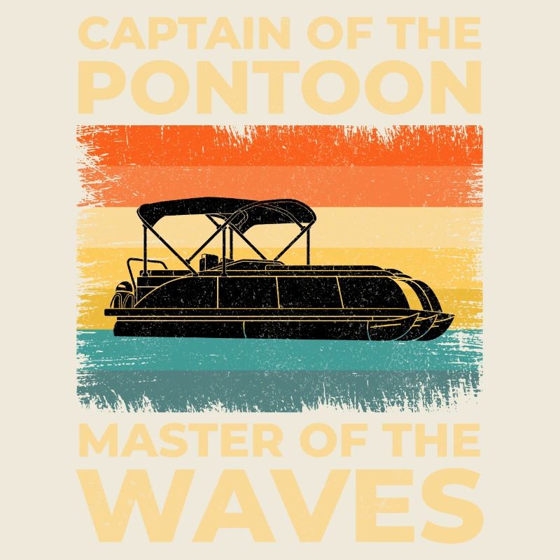 Pontoon Boat Captain Offshore Boating Cruise retro