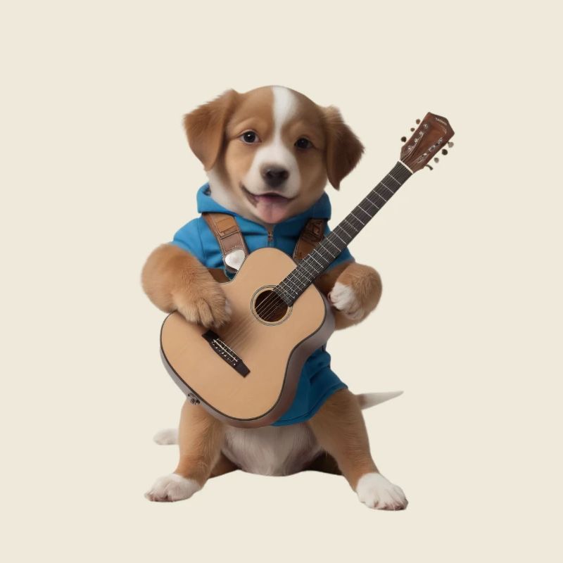 chiot chien guitare