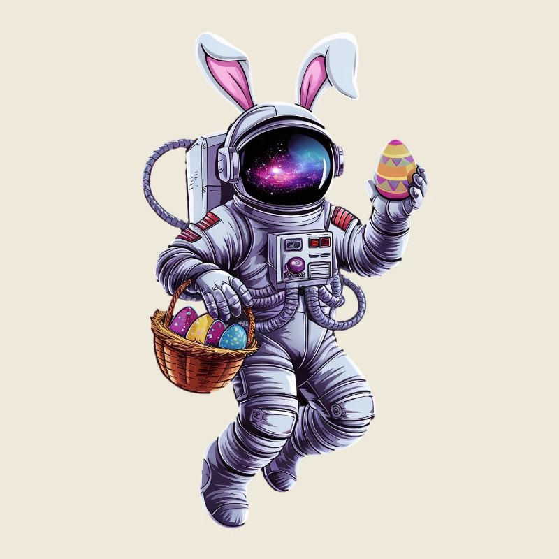Lapin de Pâques astronaute dans l’aventure spatiale