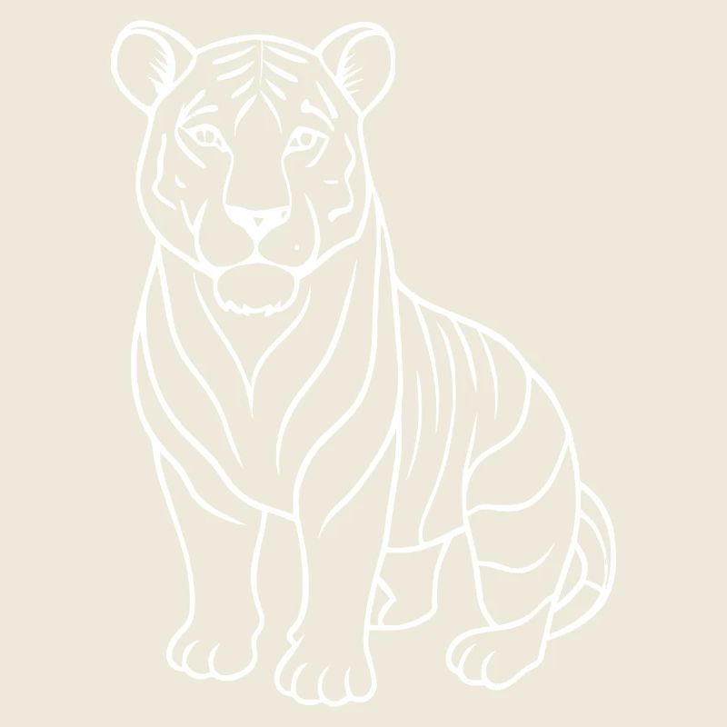 Simple Tiger - Line Drawing