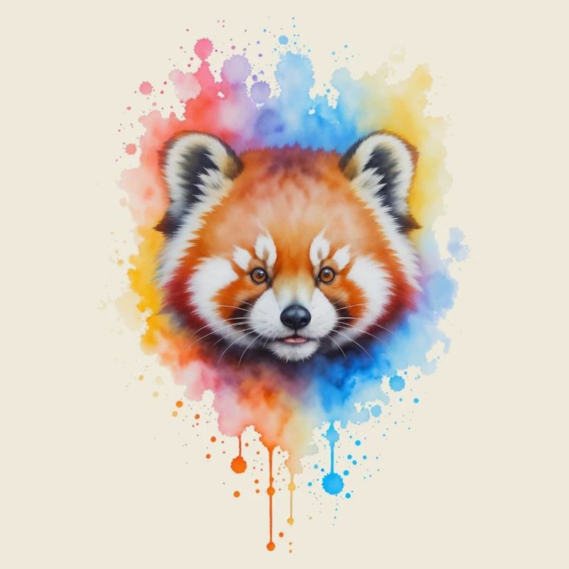 Red Panda Watercolor Splash