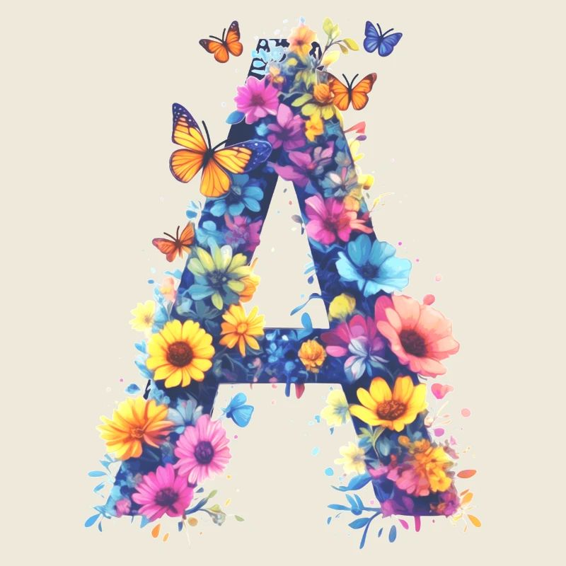 A – Floraler Anfangsbuchstabe 💐🌼🦋