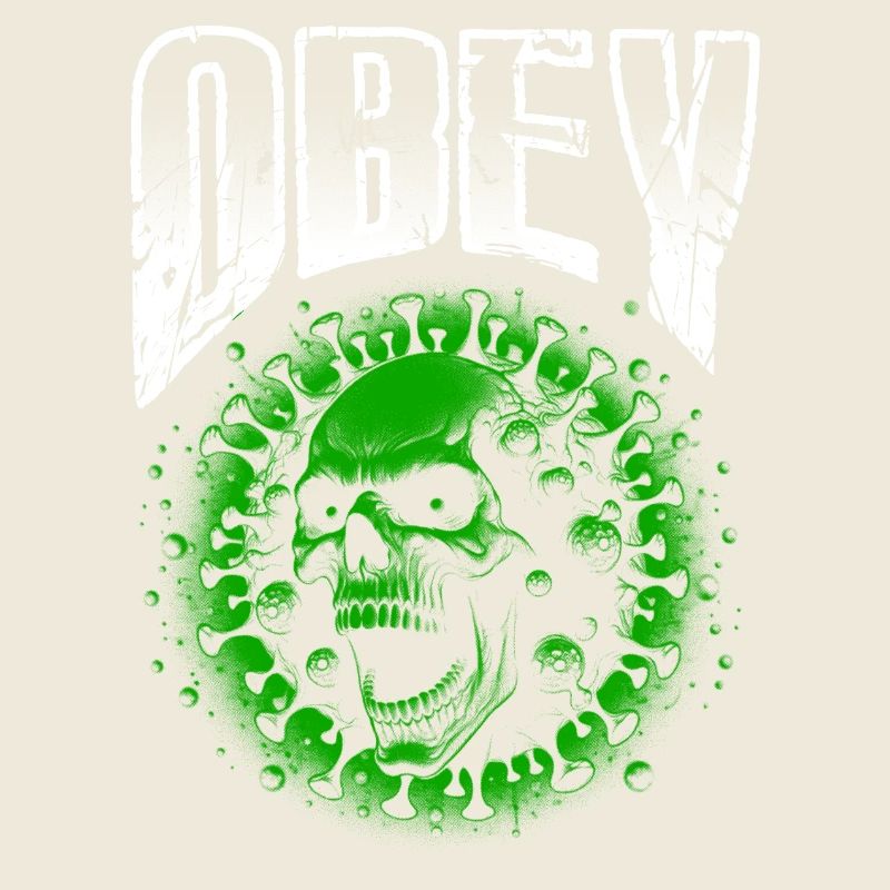 Obey Illustration Bold Green Virus Skull