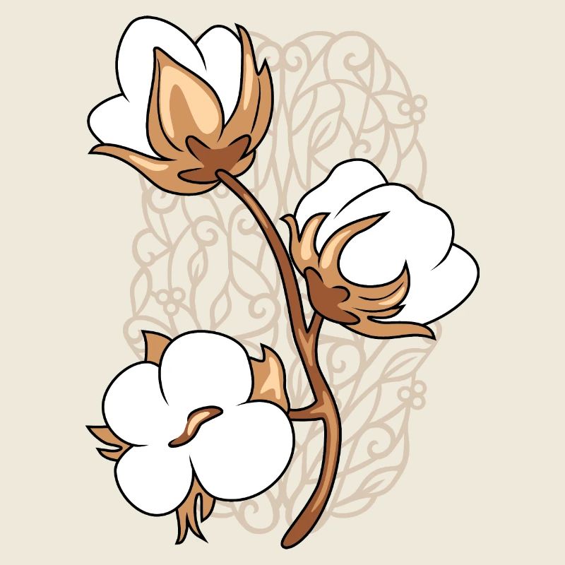 Ornamental element with blooming cotton twig