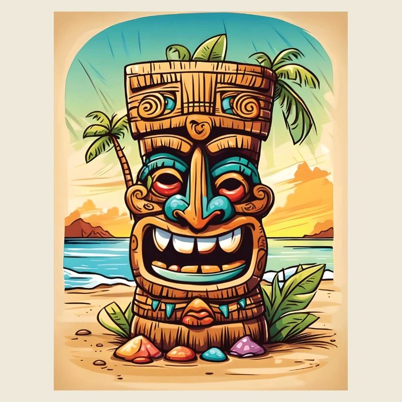 Dessin animé de la statue Tiki