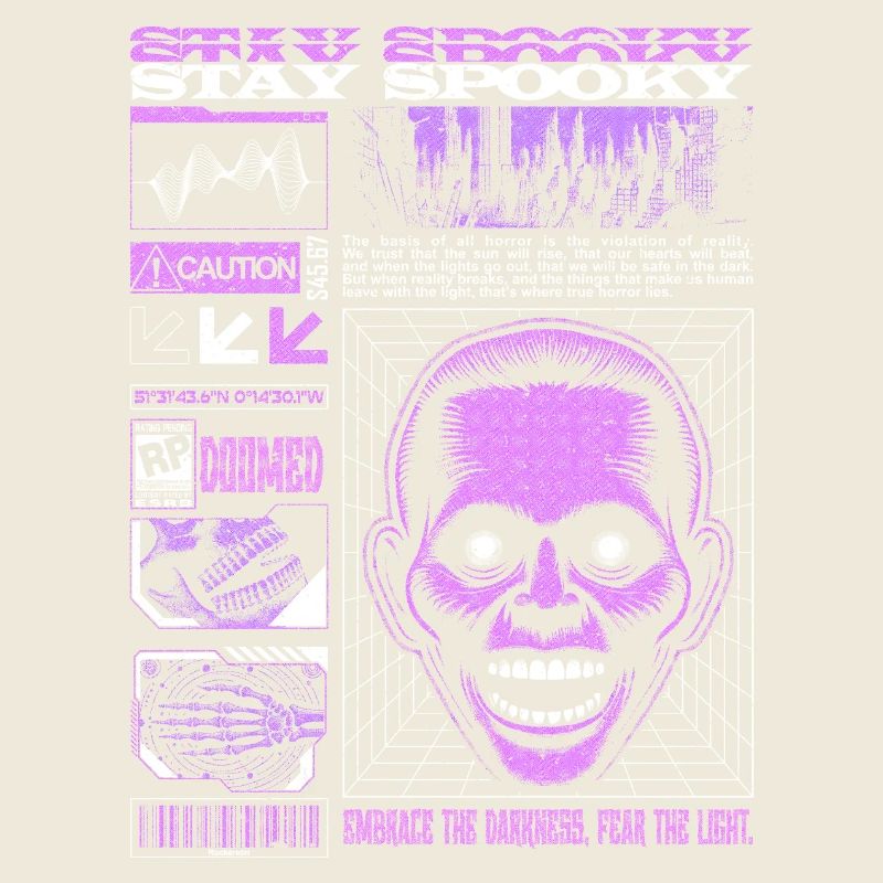 Restez Spooky Ghost Blanc & Lilas Saison d’Halloween