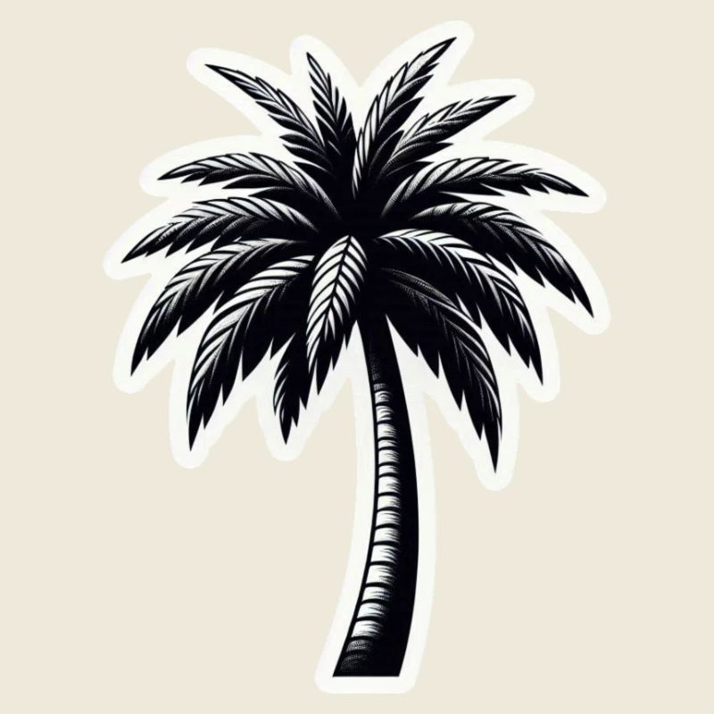 Palm tree black white