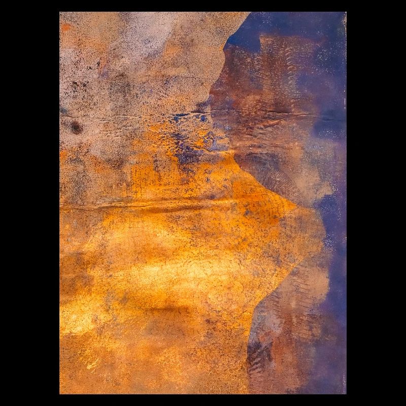 gold Kunstdruck Gelli Print abstrakte Kunst