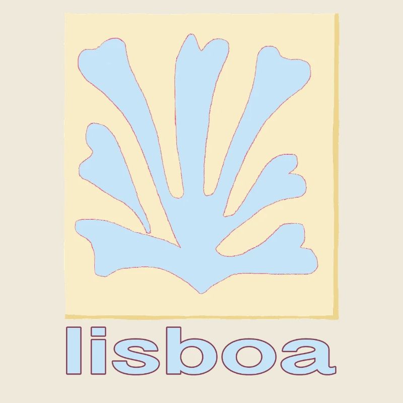 Lisboa Palmenblatt Blau Retro