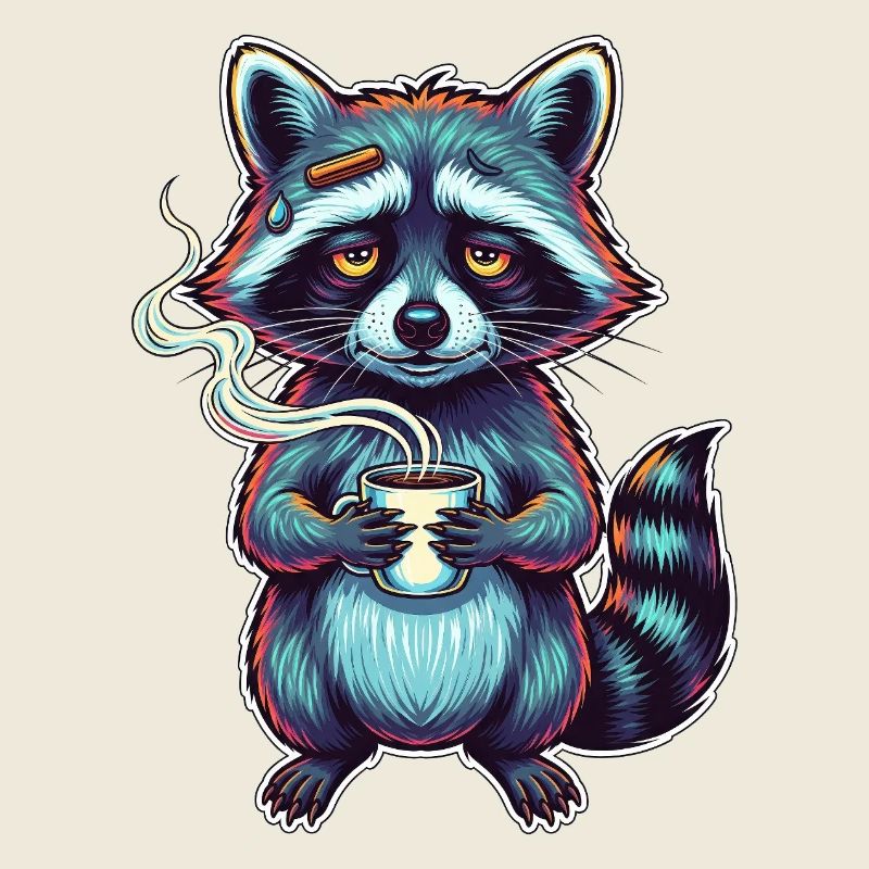 Kaffeeliebhaber Waschbär – Morgenmuffel