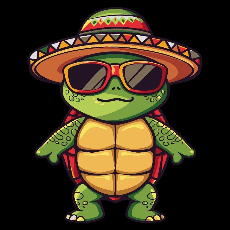 Schildkröte Comic Lustig Sombrero