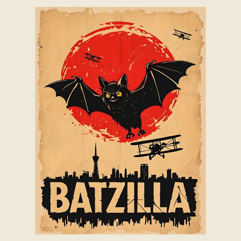 Fledermaus im Vintage-Stil mit Batzilla