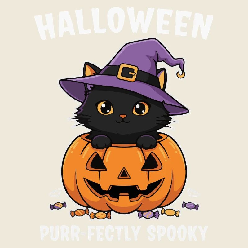 Halloween Kitten and Jack-O-Lantern