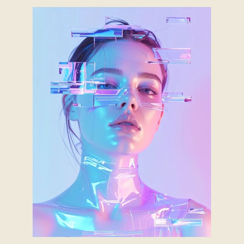 Irisierende Glitch Frau