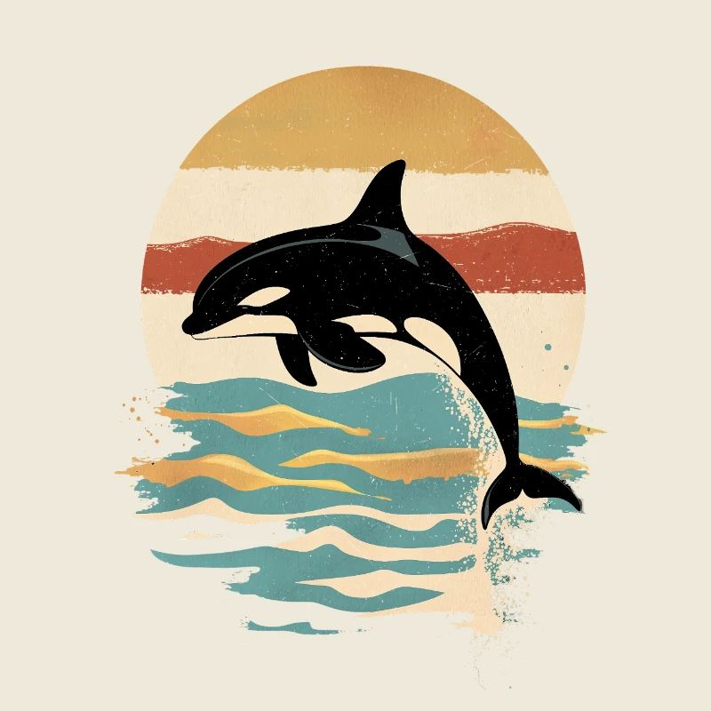 Orca Retro Sunset Ocean