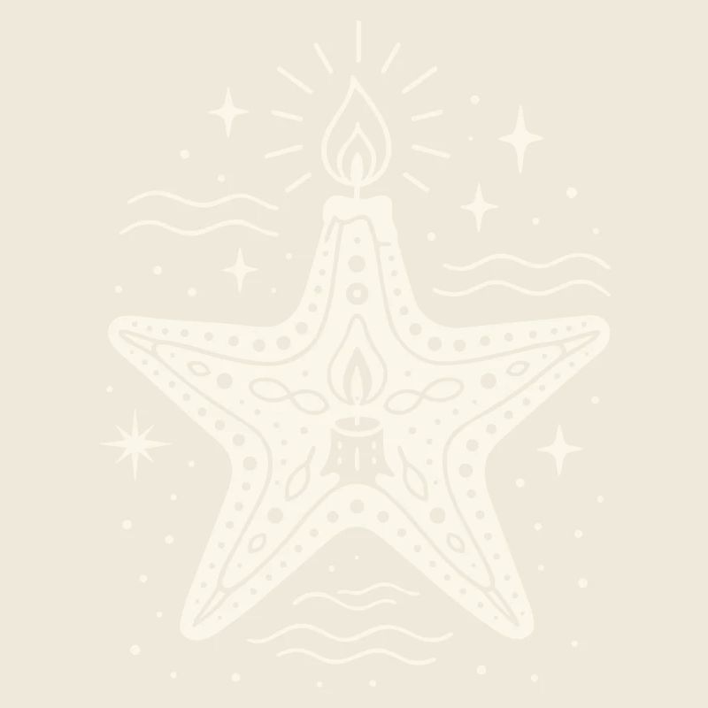 Étoile de mer avec bougie - Conception maritime de Noël