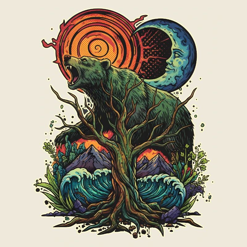 Waldgeist Bär und Weltenbaum