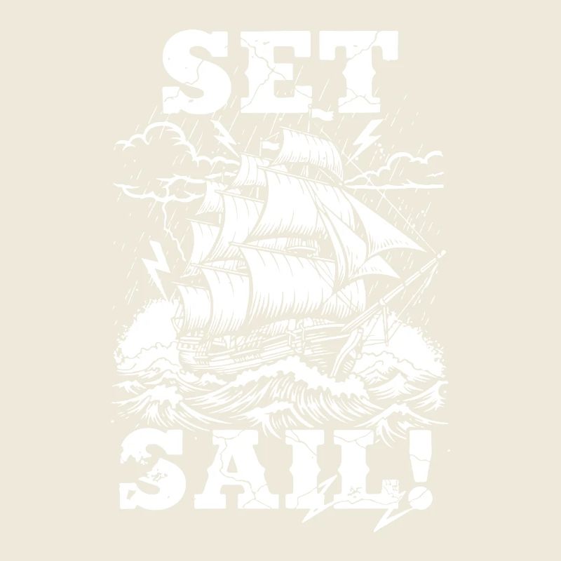 Set Sail Navire Tempête Vintage