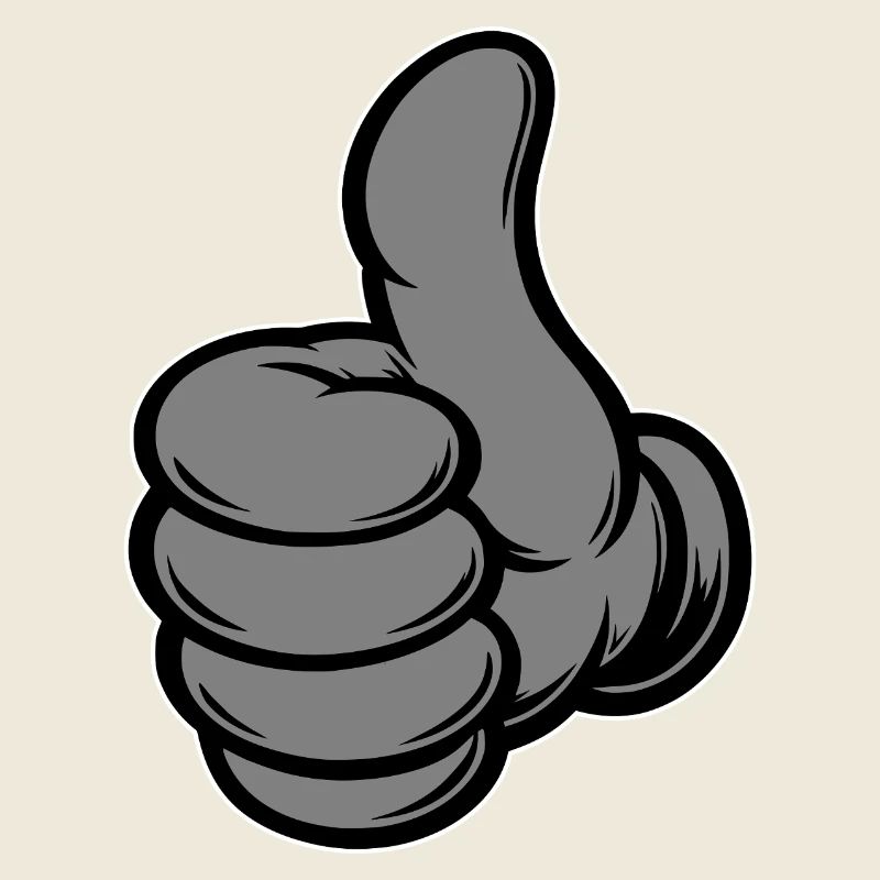 OK Comic Daumenhoch Handsymbol grau