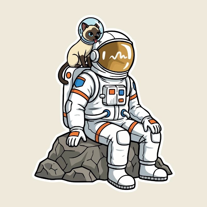 Chat Siamois Astronaute Espace Compagnon
