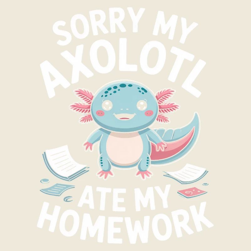 Cute Axolotl Homework Mishap