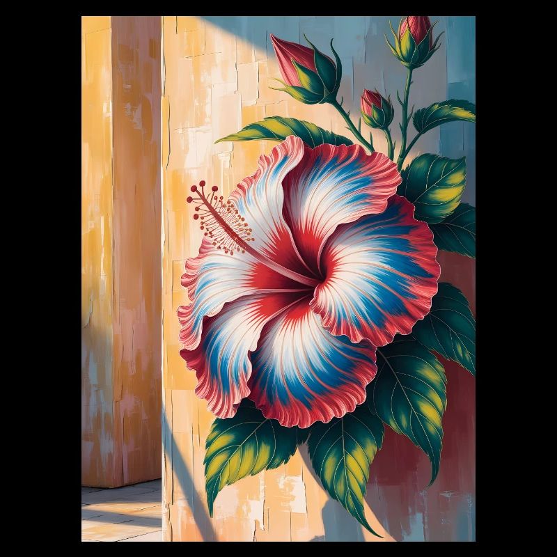 Hibiscus Gradient Bloom Wall - Haitian Flag Day 