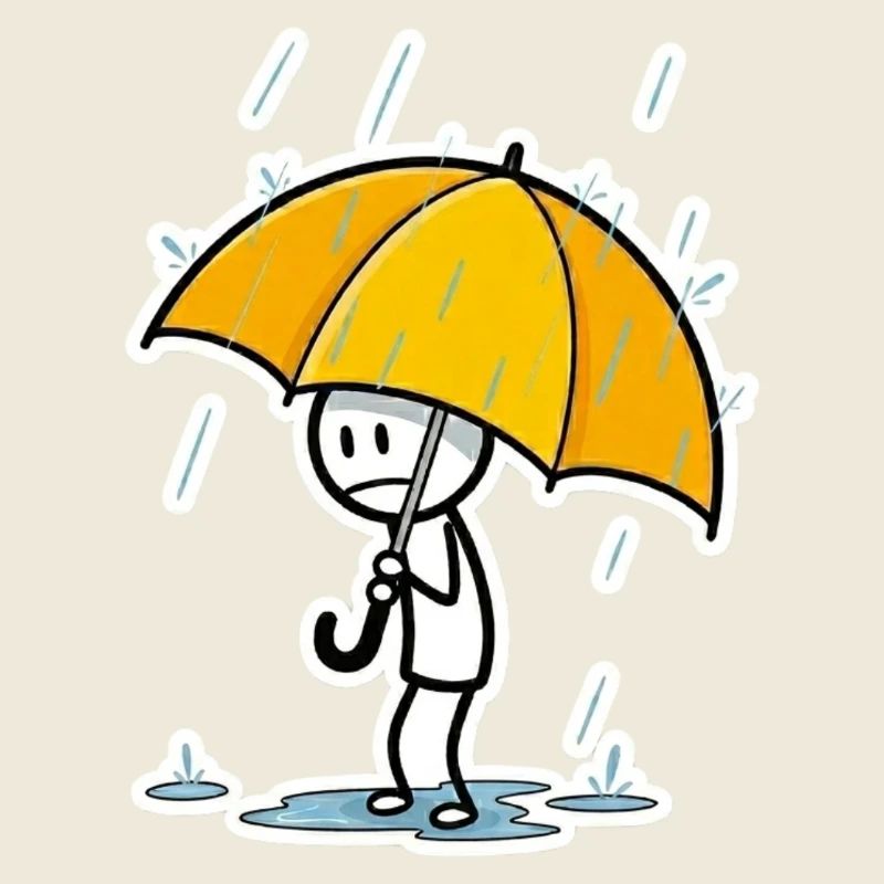 Gelber Regenschirm im Regen – Minimalstil