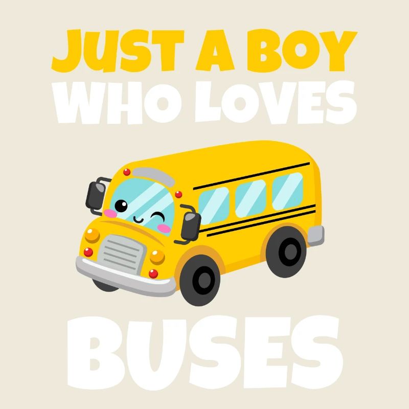 Nur ein Junge, der Busse liebt Geburtstagsgelbe Schule