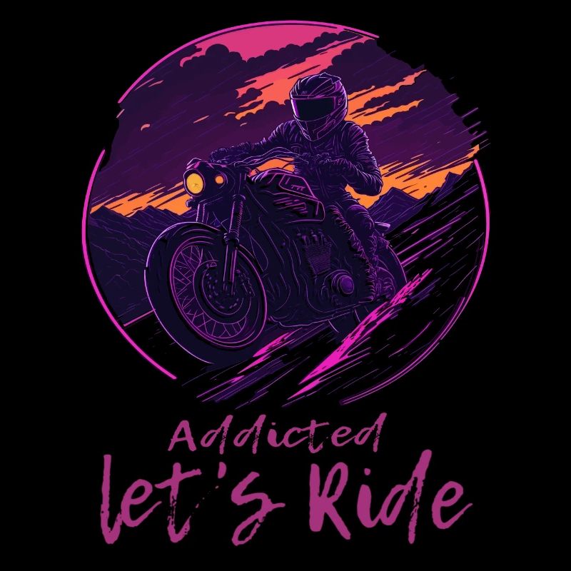 Synthwave Biker Retrowave Sunset Motocycliste