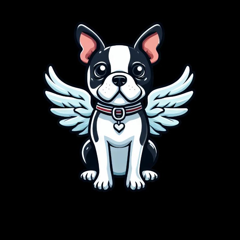 Mignon Boston Terrier Angel dans le style comique