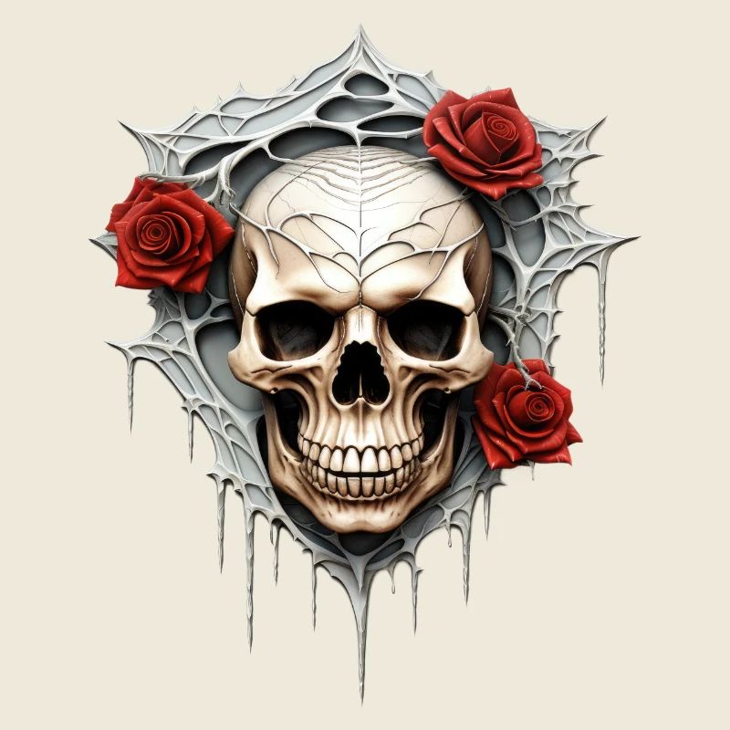Dunkle Gothic Totenkopf Rosen Blumenkunst Grafik Mode