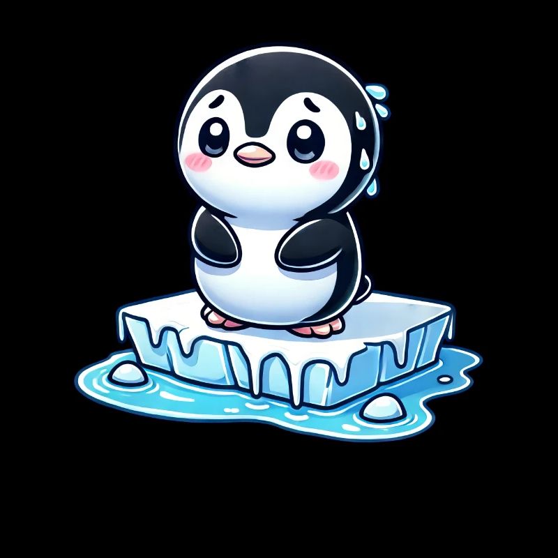 Pinguin schwitzt Eisscholle Schmelzen Südpol