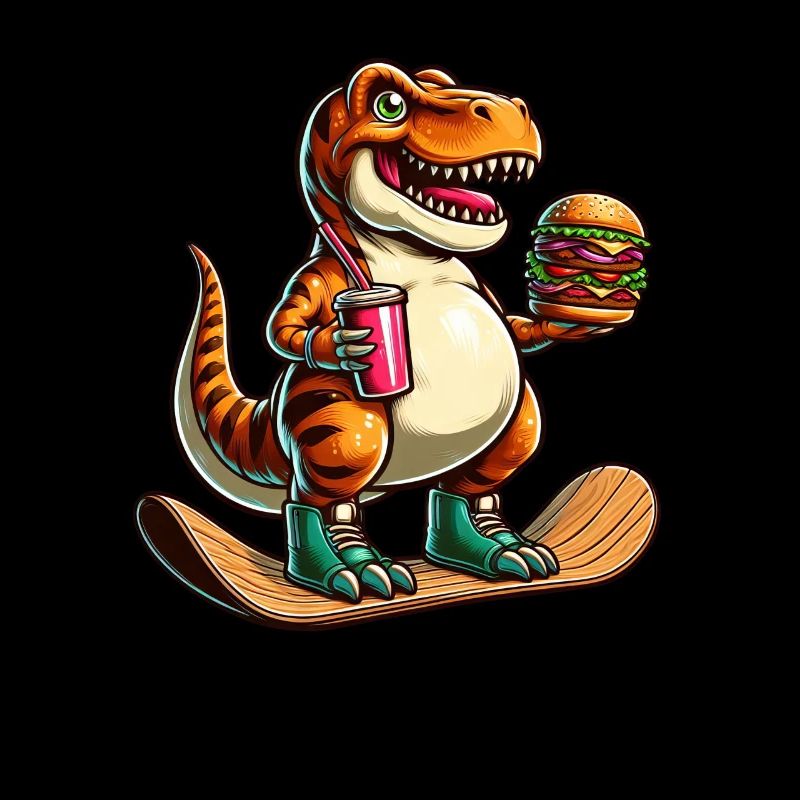T-Rex dinosaure planche à roulettes Hamburger Fun