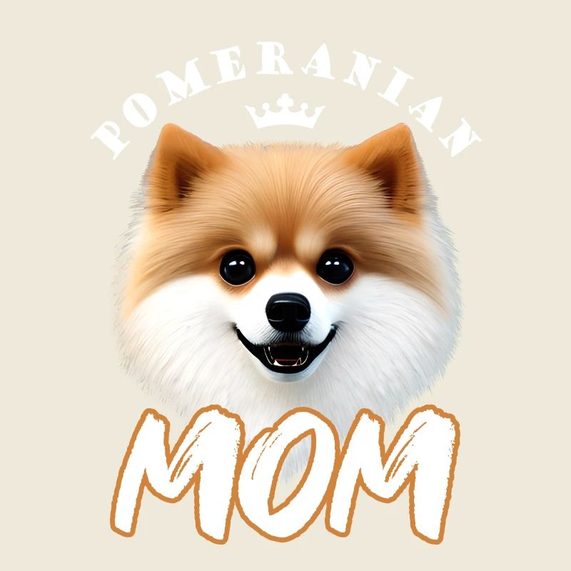 Pomeranian Mom, dwarf spitz with crown - saying