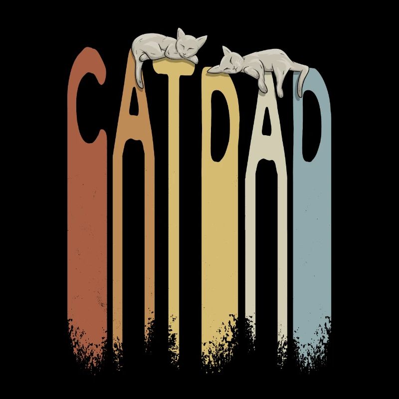 Rétro Chat Papa Chat Papa avec Chats Endormis